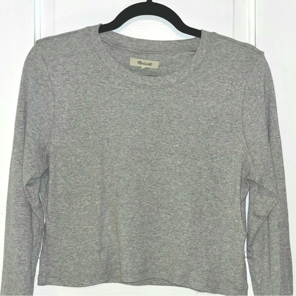 NWOT Madewell Fine Ribbed Supercrop Crewneck Long-Sleeve Tee - Picture 6 of 8